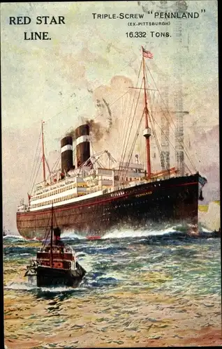 Künstler Ak Passagierdampfer Pennland, Red Star Line