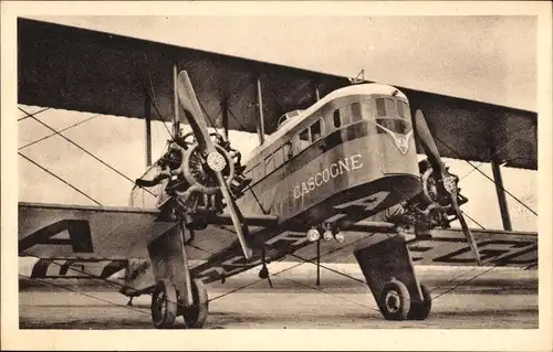 Ak Französisches Passagierflugzeug, Air Union, Goliath Farman, Gascogne