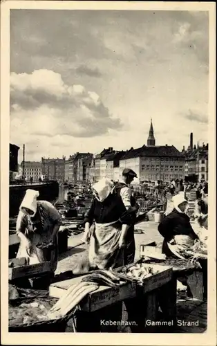 Ak Kjøbenhavn København Kopenhagen Dänemark, Gammel Strand, Fischmarkt