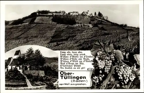 Ak Ober Tüllingen Lörrach in Baden, Blick von Weil aus, Weintrauben