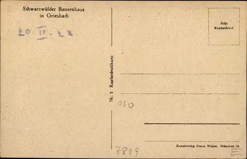 Ak Bad Griesbach im Schwarzwald, Schwarzwälder Bauernhaus