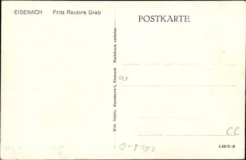 Ak Eisenach, Grab von Fritz Reuter, der Anfang das Ende o Herr