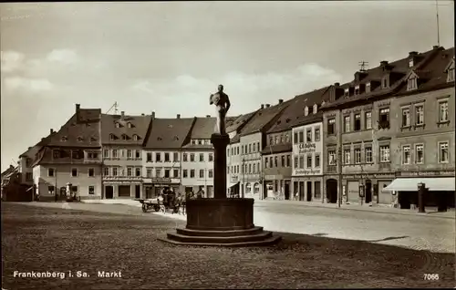 Ak Frankenberg in Sachsen, Markt, Denkmal, Geschäfte