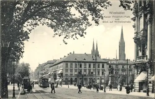 Ak Wiesbaden in Hessen, Kaiser-Friedrich-Platz, Wilhelmstraße