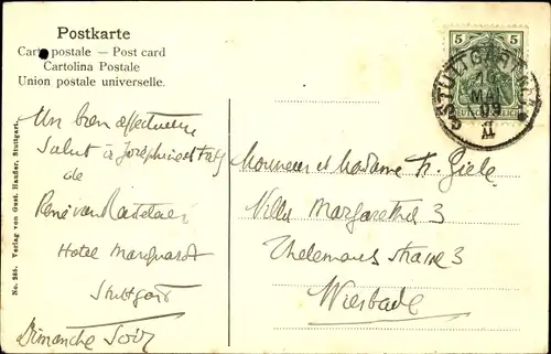 Ak Stuttgart in Württemberg, Hotel Marquardt