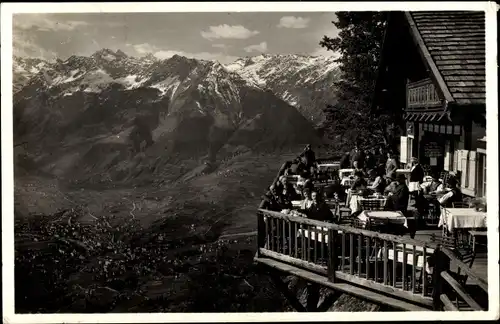 Ak Avelengo Trentino Alto Adige, Cafe e Ristorante Belvedere, Terrasse, Alpen