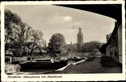 Ak Stockholm Schweden, Klarastrand und Stadshuset