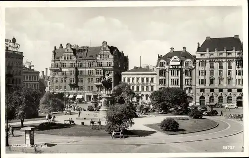 Ak Malmö Schweden, Marktplatz, Parkanlage