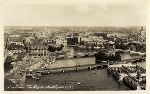 Ak Stockholm Schweden, Utsikt från Stadshustornet
