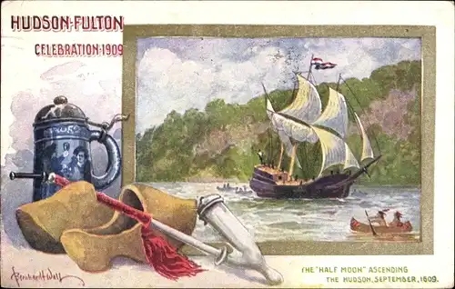 Künstler CP New York USA, Hudson-Fulton Celebration 1909, The Half Moon
