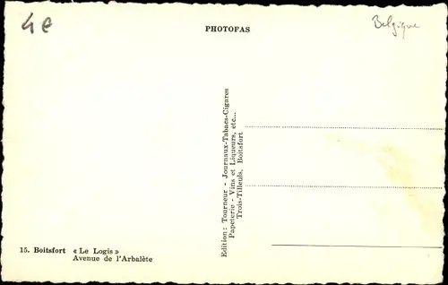 Ak Boitsfort Brüssel Brüssel, Le Logis, Avenue de l'Arbalete