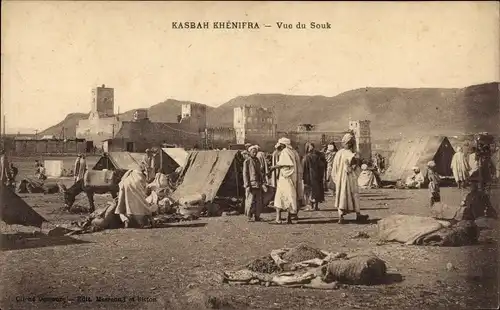 Ak Kasbah Kasba Tadla Khénifra Marokko, Blick auf den Souk