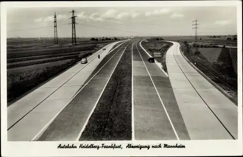 Ak Autobahn Heidelberg Frankfurt, Abzweigung nach Mannheim