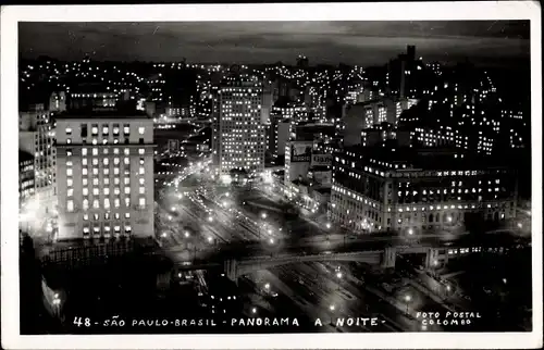 Ak São Paulo Brasilien, Panorama bei Nacht
