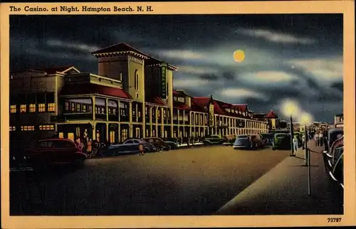 Ak Hampton Beach New Hampshire USA, Casino bei Nacht