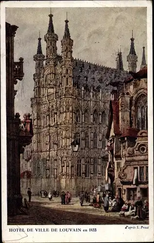 Künstler Ak Prout, S., Löwen Leuven Flämisch Brabant, Rathaus im Jahr 1833