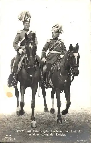 Ak General von Emmich, der Eroberer von Lüttich mit König Albert I von Belgien