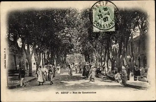 Ak Setif Algerien, Rue de Constantine