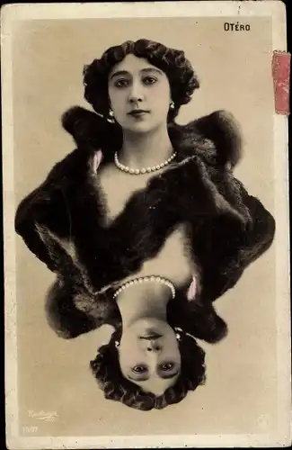 Ak Tänzerin und Sängerin La Bella Otero, Portrait gespiegelt, Reutlinger