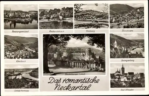 Ak Neckartal, Bad Wimpfen, Heidelberg, Schloss Hornegg, Neckargemünd, Kirschhorn, Zwingenberg