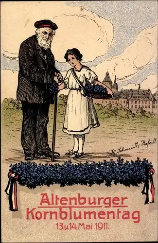 Künstler Ak Altenburg in Thüringen, Kornblumentag 1911