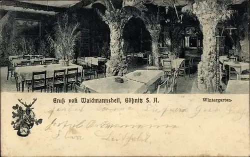Ak Gößnitz in Thüringen, Wintergarten im Waidmannsheil