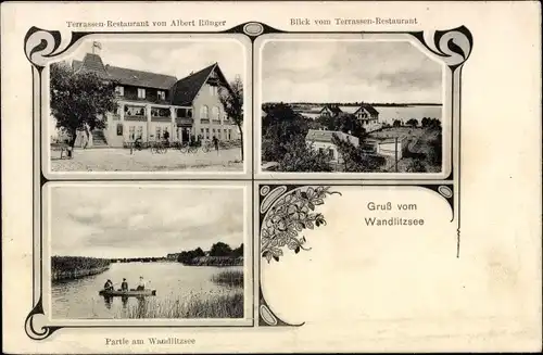 Jugendstil Ak Wandlitzsee Wandlitz in der Mark, Terrassen Restaurant, Seepartie