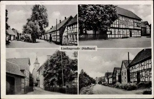 Ak Limlingerode Hohenstein Thüringen, Fachwerkhäuser, Straßenpartie, Kirche, Südharz
