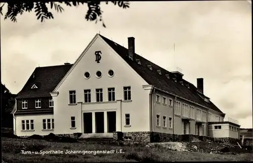 Ak Johanngeorgenstadt im Erzgebirge, Turn- und Sporthalle