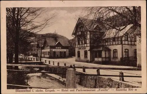 Ak Blauenthal Eibenstock, Hotel Forelle, Straße