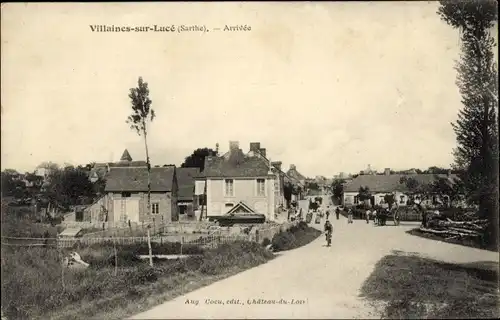 Ak Villaines sur Luce Sarthe, Ankunft, eine Straße