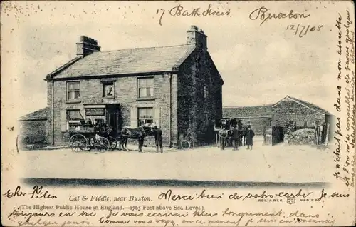 Ak Buxton Derbyshire England, Katze und Geige