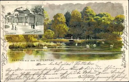 Litho Hamburg Mitte Altstadt, Alstertal, Etablissement Alsterpark