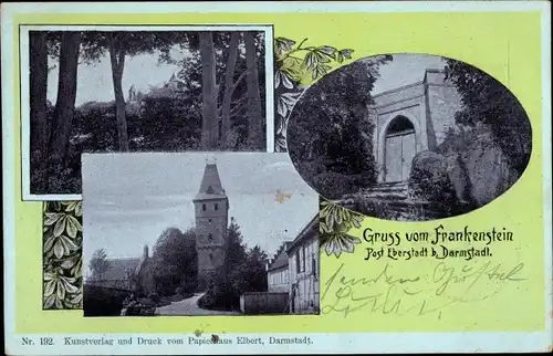 Ak Nieder Beerbach Mühltal im Odenwald, Burg Frankenstein