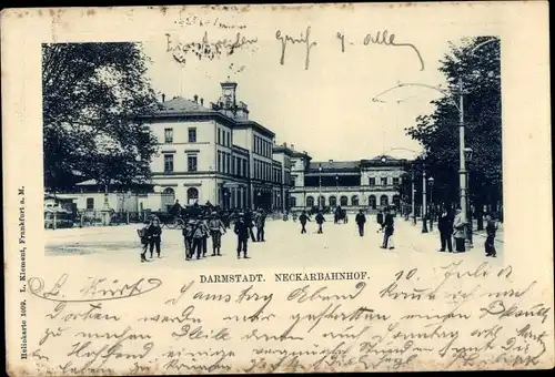 Ak Darmstadt in Hessen, Neckarbahnhof