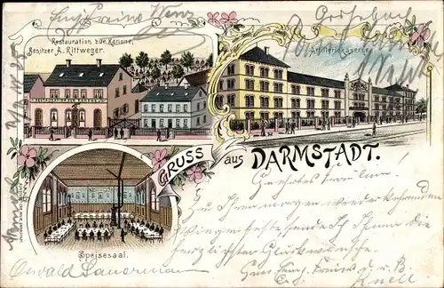 Litho Darmstadt in Hessen, Artilleriekaserne, Restauration zur Kanone, Innenansicht