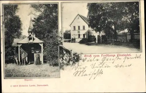 Ak Einsiedel Darmstadt in Hessen, Forsthaus, Kapelle