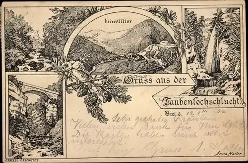 Künstler Litho Haller, Anna, Biel Bienne Kt. Bern, Taubenlochschlucht, Frinvillier