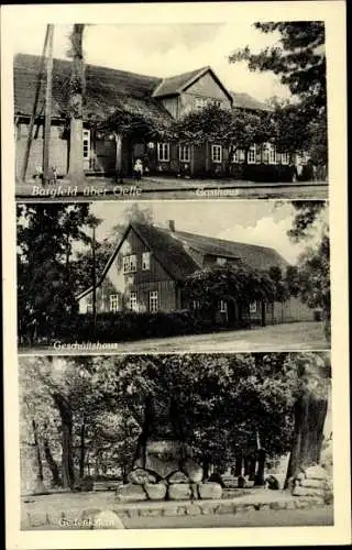 Ak Bargfeld Eldingen, Gasthaus, Geschäftshaus, Gedenkstein