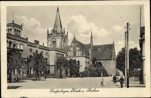 Ak Gryfino Greifenhagen Pommern, Kirche, Rathaus