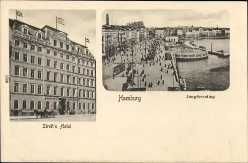 Ak Hamburg Mitte Neustadt, Jungfernstieg, Streit's Hotel