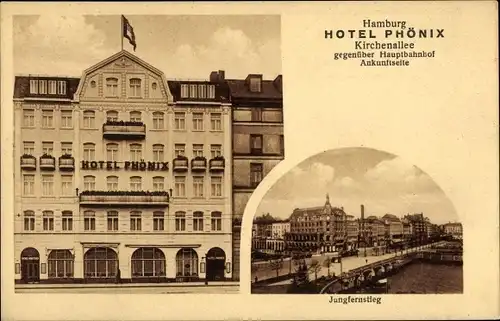 Ak Hamburg, Hotel Phönix, Kirchenallee, Jungfernstieg, Bes. Otto Glismann