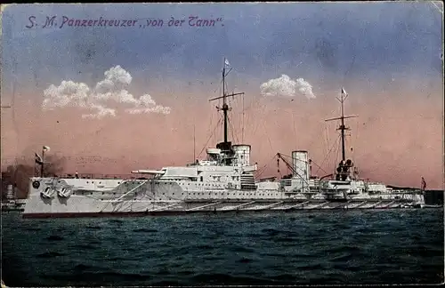 Ak Deutsches Kriegsschiff, SMS Von der Tann, Panzerkreuzer, Kaiserliche Marine