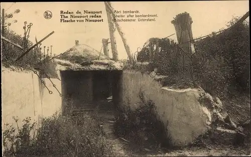 Ak Nieuport Nieuwpoort Westflandern, Beschossener Unterstand