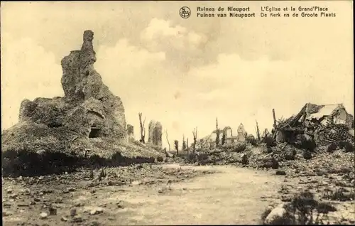 Ak Nieuport Nieuwpoort Westflandern, Die Kirche, Grand'Place