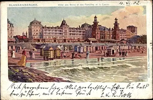 Künstler Ak Blankenberghe Blankenberge Westflandern, Hotel des Bains, Casino