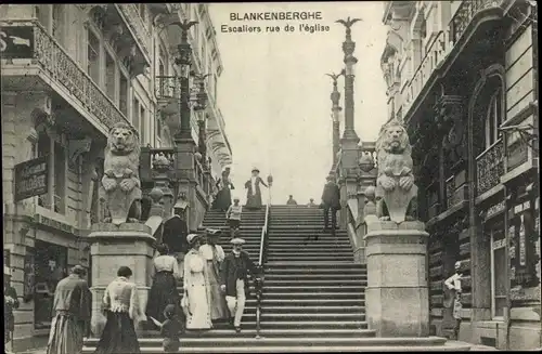 Ak Blankenberghe Blankenberge Westflandern, Escaliers rue de l'eglise