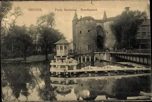 Ak Bruges Brügge Flandern Westflandern, Porte Marechal, Smedepoort