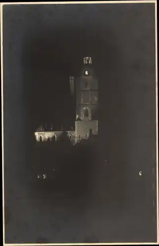 Foto Ak Meißen an der Elbe, Dom bei Nacht
