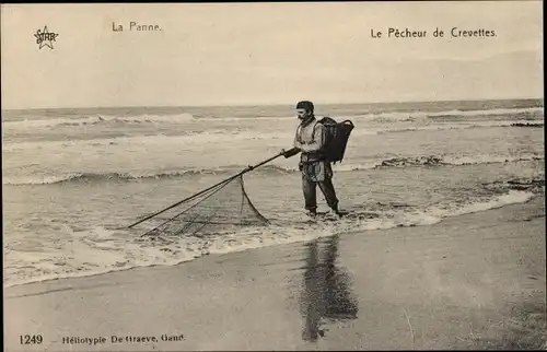 Ak La Panne De Panne Westflandern, Der Garnelenfischer